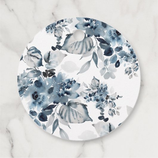 Waterverf Blue Flowers Happy Chanoeka Kalligrafie Bedankjes Labels (Achterkant)