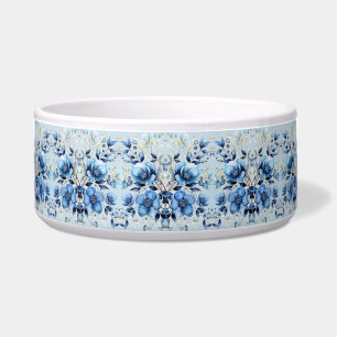 Waterverf Blue Flowers Keramische Pet Bowl Voerbakje