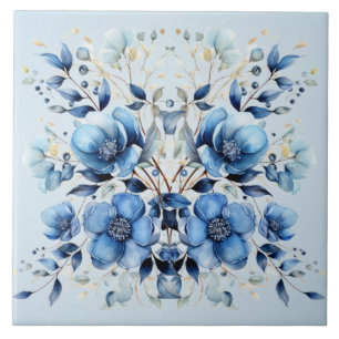 Waterverf Blue Flowers Keramische Tegel Tegeltje