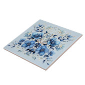 Waterverf Blue Flowers Keramische Tegel Tegeltje (Zijkant)