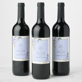 Waterverf Blue Flowers Lijst Wedding Wijn Etiket (Flessen)