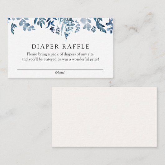 Waterverf Blue Flowers Luier Raffle insert kaart (Voorkant / Achterkant)