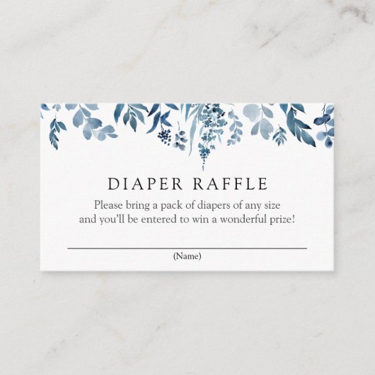 Waterverf Blue Flowers Luier Raffle insert kaart (Voorkant)