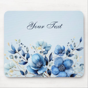 Waterverf Blue Flowers Mousepad Muismat
