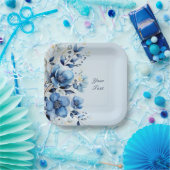 Waterverf Blue Flowers Papier Bord (Feest)