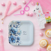 Waterverf Blue Flowers Papier Bord (Feest)