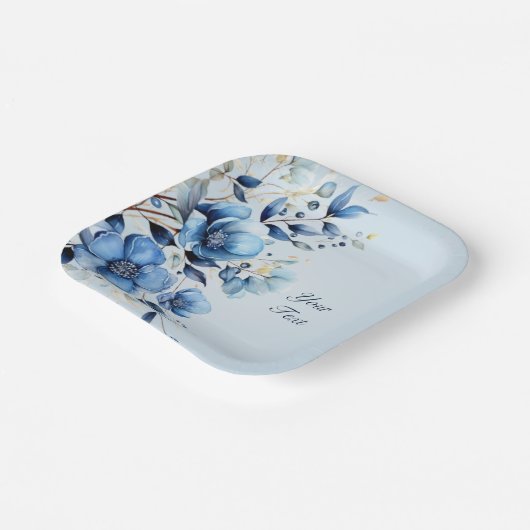 Waterverf Blue Flowers Papier Bord (Gebogen)