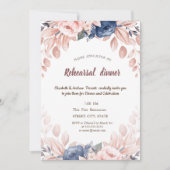 Waterverf Blue Flowers Rehearsal Dinner Kaart (Voorkant)