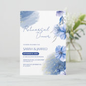 Waterverf Blue Flowers repetitie Kaart (Staand voorkant)