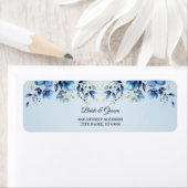 Waterverf Blue Flowers Retouradreslabel Etiket (Insitu)