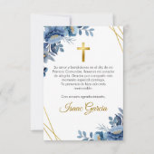 Waterverf Blue Flowers Schattige Eerste Communie Bedankkaart (Voorkant)