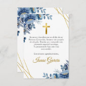 Waterverf Blue Flowers Schattige Eerste Communie Bedankkaart (Voorkant / Achterkant)
