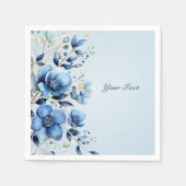 Waterverf Blue Flowers servetten (Voorkant)