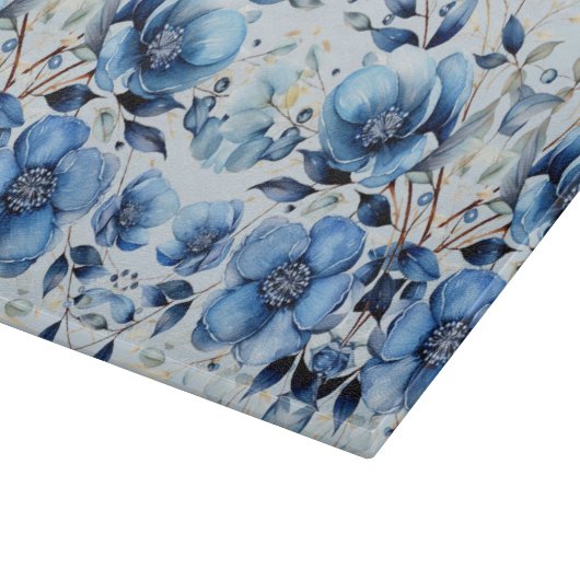 Waterverf Blue Flowers Snijplank (Hoek)