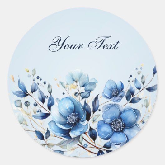 Waterverf Blue Flowers Sticker (Voorkant)