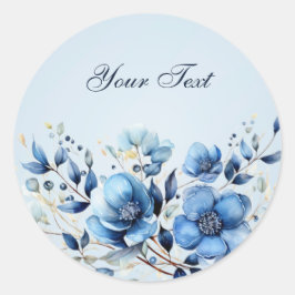 Waterverf Blue Flowers Sticker