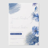 Waterverf Blue Flowers Trouwuitnodiging Vellum Uitnodigingen (Voorkant)