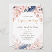 Waterverf Blue Flowers Verloving Kaart (Voorkant)