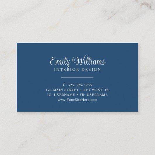 Waterverf Blue Flowers Visitekaartje (Achterkant)