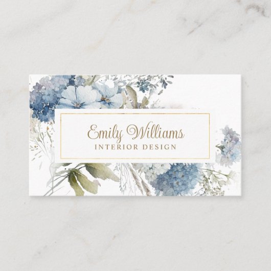 Waterverf Blue Flowers Visitekaartje (Voorkant)