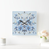 Waterverf Blue Flowers wandklok (Huis)