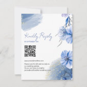 Waterverf Blue Flowers Wedding RSVP Kaartje (Voorkant)