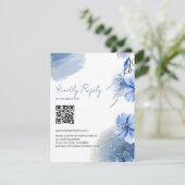 Waterverf Blue Flowers Wedding RSVP Kaartje (Staand voorkant)