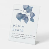 Waterverf Blue Foliage Photo Booth Wedding Reclamebord Met Voetstuk (Voorkant)