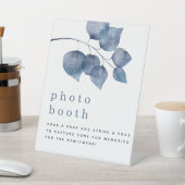 Waterverf Blue Foliage Photo Booth Wedding Reclamebord Met Voetstuk (Insitu)