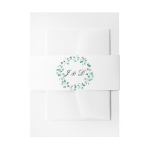 Waterverf Blue Foliage Wedding Uitnodigingen Wikkel