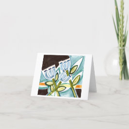 Waterverf Blue Folk Art Flowers Bedankkaart