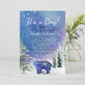 Waterverf Blue Forest Beer Boy Baby shower Kaart (Staand voorkant)