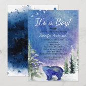 Waterverf Blue Forest Beer Boy Baby shower Kaart (Voorkant / Achterkant)