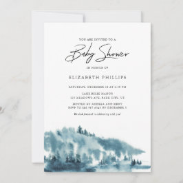 Waterverf Blue Forest Winter Baby shower Kaart