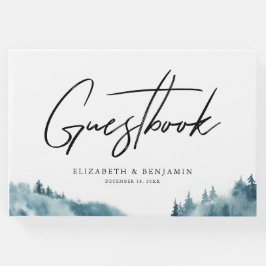Waterverf Blue Forest Winter Wedding Gastenboek