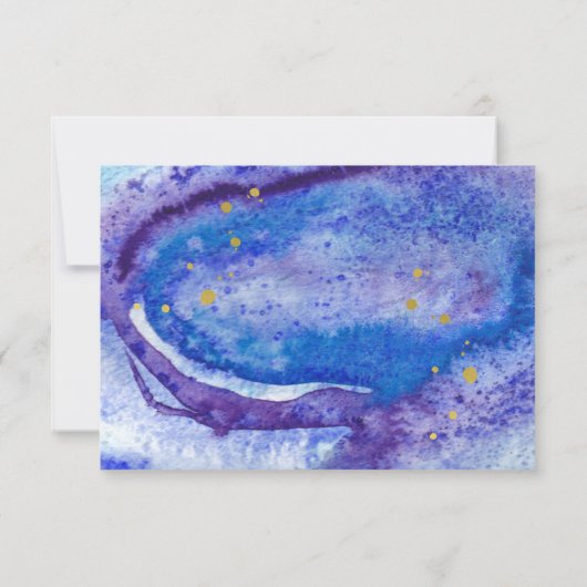 Waterverf Blue Geode en Faux Gold Wedding RSVP Kaartje (Achterkant)