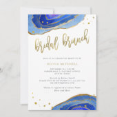 Waterverf Blue Geode met Gold | Bridal Brunch Kaart (Voorkant)