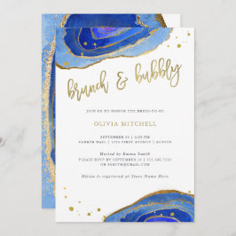 Waterverf Blue Geode met Gold Brunch en Bubbly Kaart