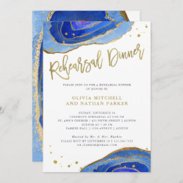 Waterverf Blue Geode met Gold | repetitief diner Kaart