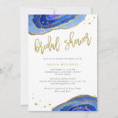 Waterverf Blue Geode met Gold | Vrijgezellenfeest Kaart (Voorkant)