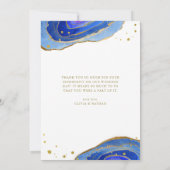 Waterverf Blue Geode met Gold | Weddenfoto Bedankkaart (Achterkant)