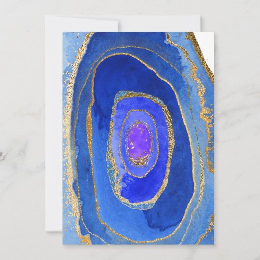 Waterverf Blue Geode met Gold | Weddenschap Kaart (Achterkant)