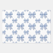 Waterverf Blue Gingham Bow Inpakpapier Vel (Voorkant)