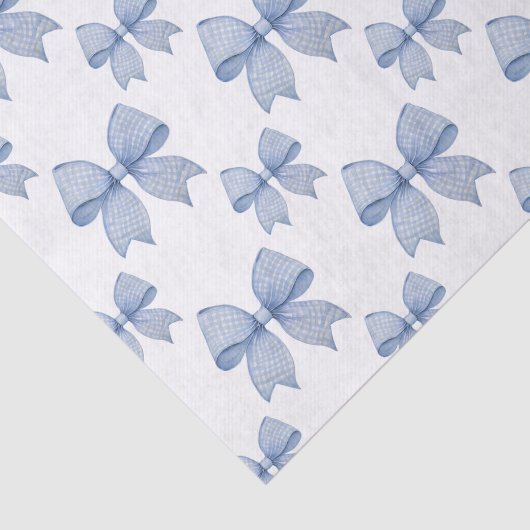 Waterverf Blue Gingham Bow Tissuepapier (Detail)