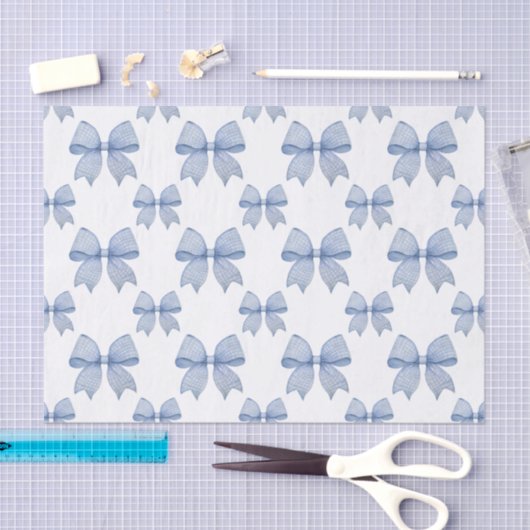 Waterverf Blue Gingham Bow Tissuepapier (Craft)