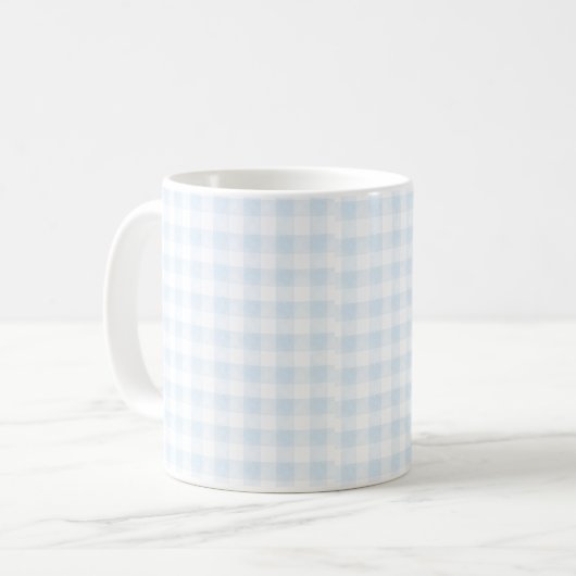 Waterverf Blue Gingham Coffee Mok (Voorkant links)