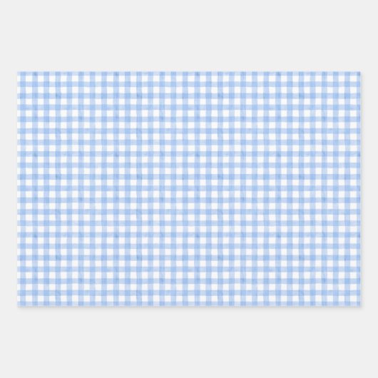 Waterverf Blue Gingham Inpakpapier Vel (Voorkant 3)
