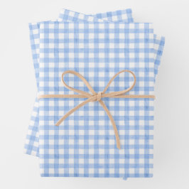 Waterverf Blue Gingham Inpakpapier Vel