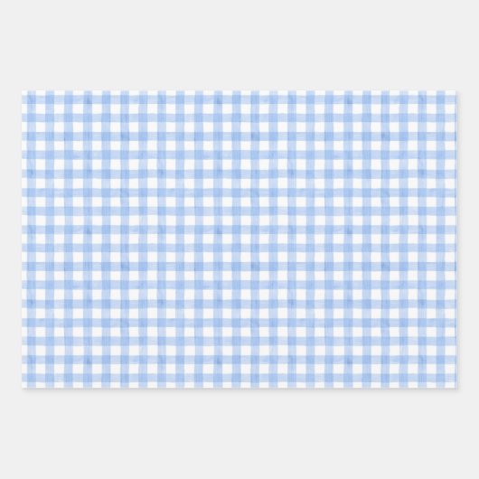 Waterverf Blue Gingham Inpakpapier Vel (Voorkant 2)
