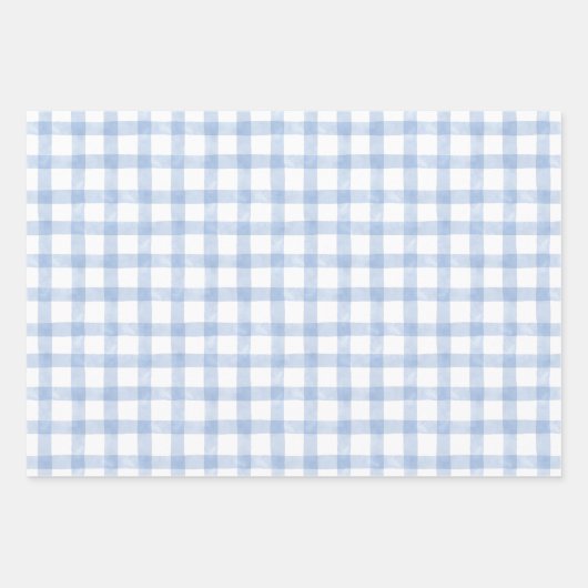 Waterverf Blue Gingham Inpakpapier Vel (Voorkant)